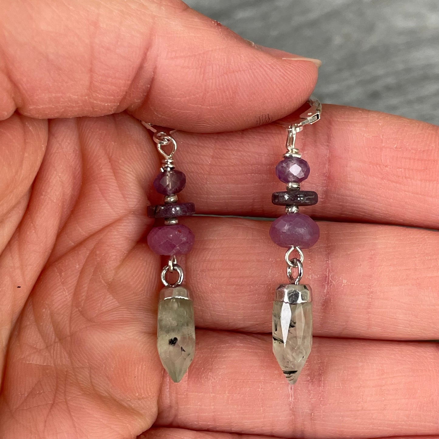 Prehnite Point Earrings