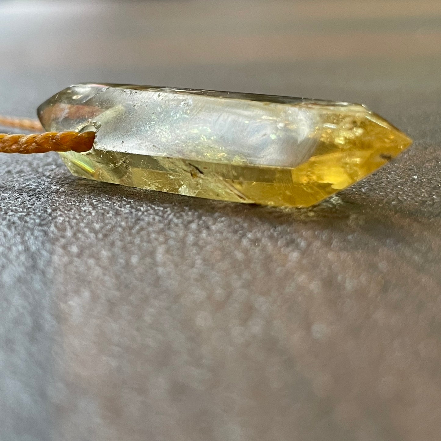 Citrine on linen Necklace