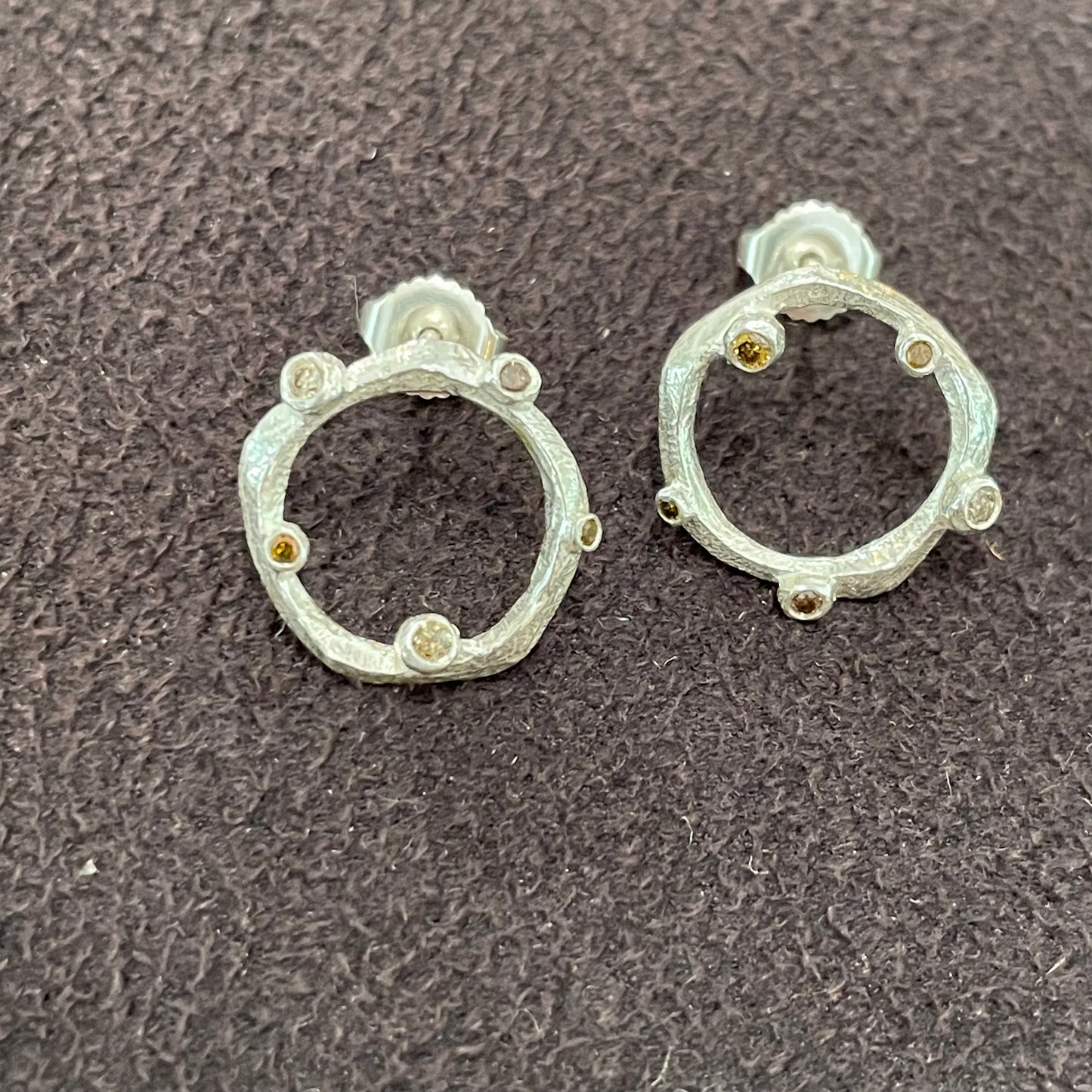 Sterling Circles with Chocolate Diamonds