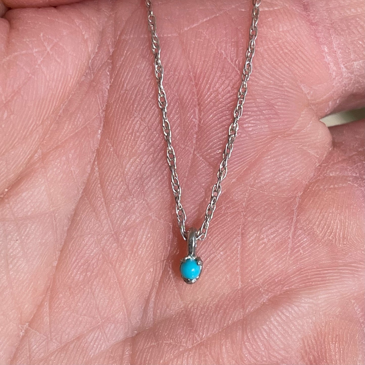 Dainty Turquoise Pendant on Sterling Chain