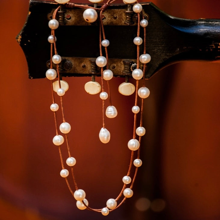 "Music" Two Strand Freshwater Pearl Necklace