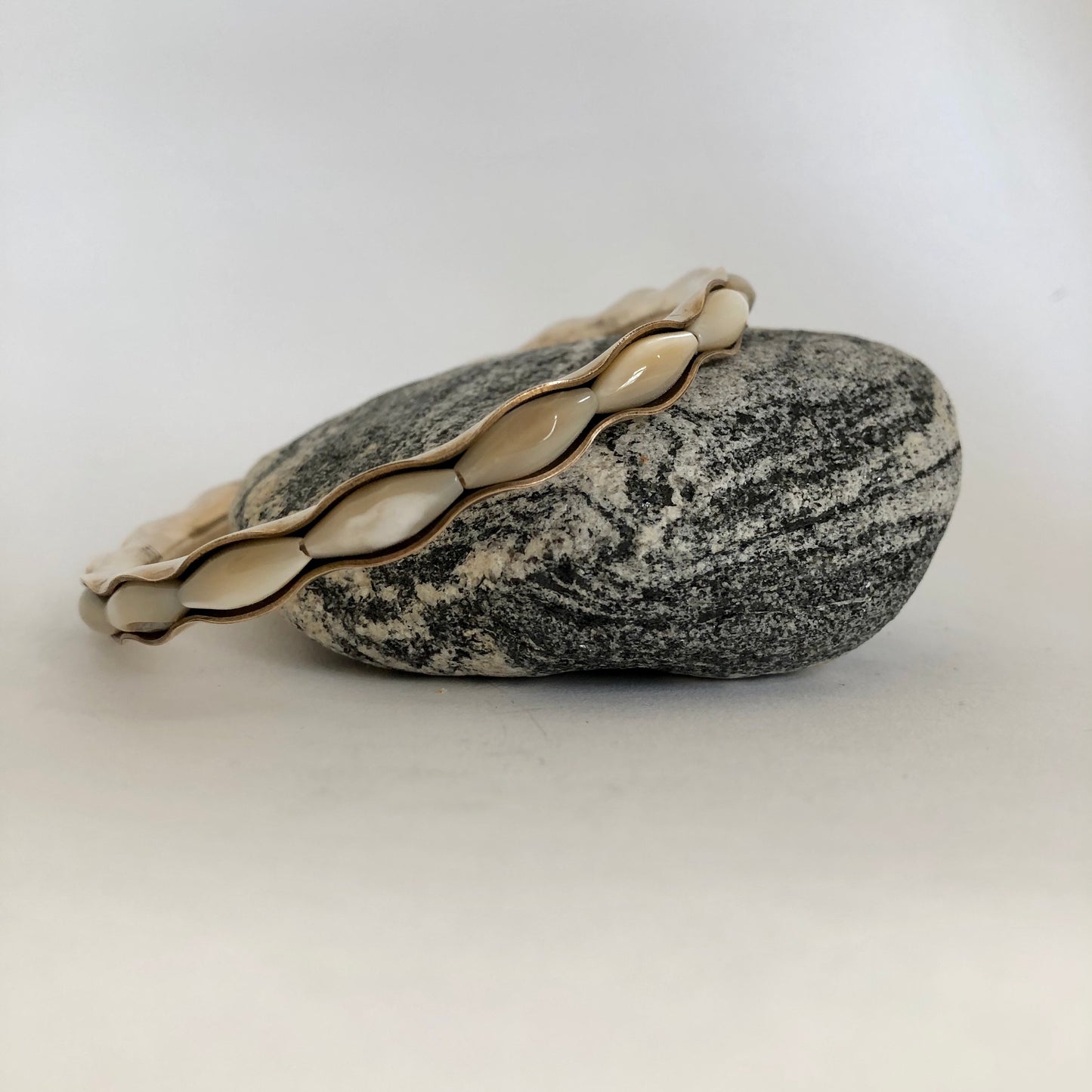Bronze Bangle Bracelet with mother of pearl