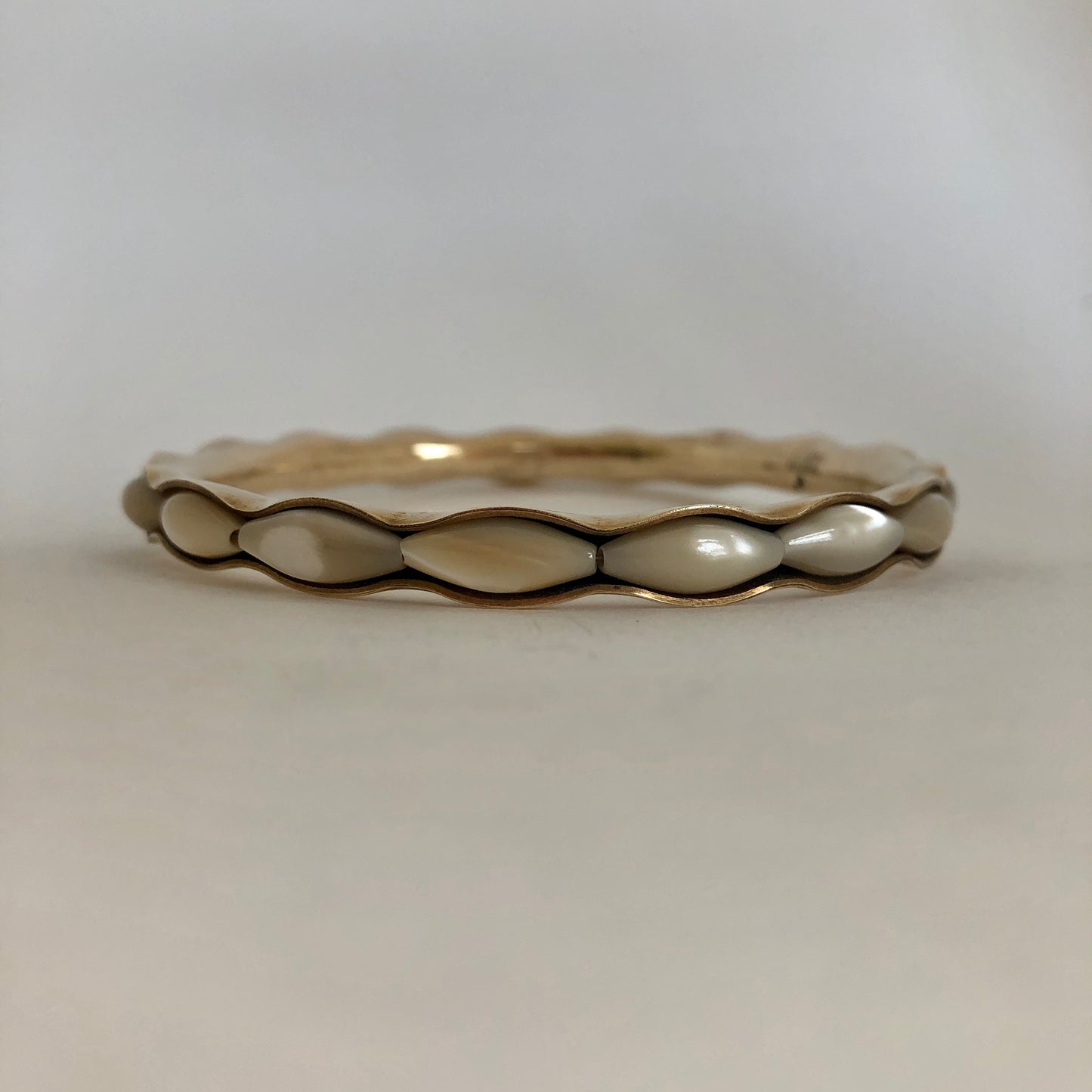 Bronze Bangle Bracelet with mother of pearl