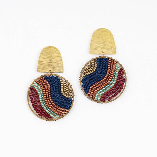 Beaded and Brass Flow Post Earrings