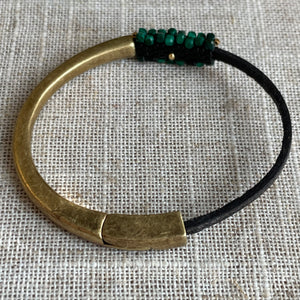 Malachite and leather bracelet