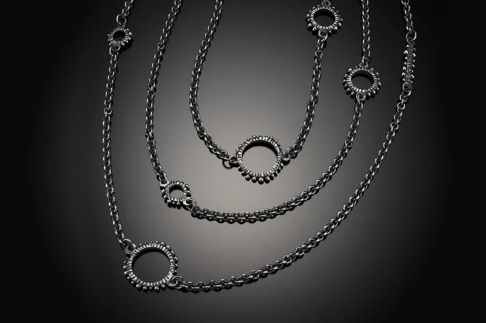 Floating Oxidized Sterling Ring Necklace