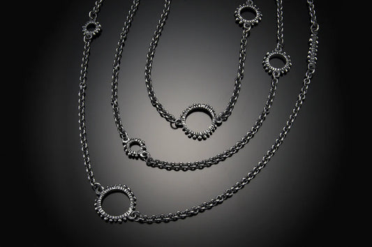 Floating Oxidized Sterling Ring Necklace