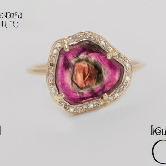 Tourmaline Ring with Diamond Halo