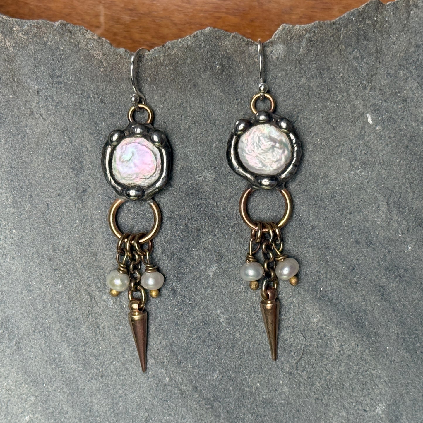 Pearls and Spikes Dangle Earrings