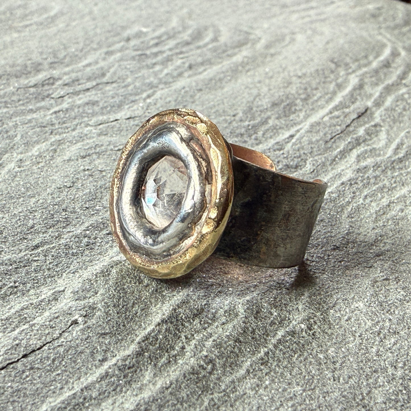 Mixed Metals Swarovski Ring