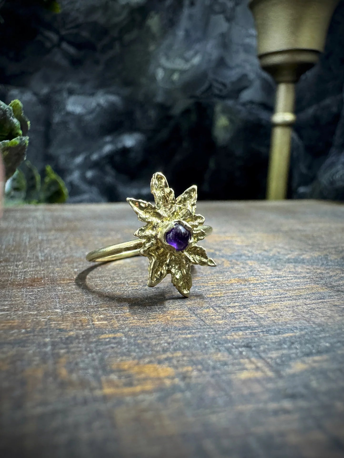 Brass Leafy Ring
