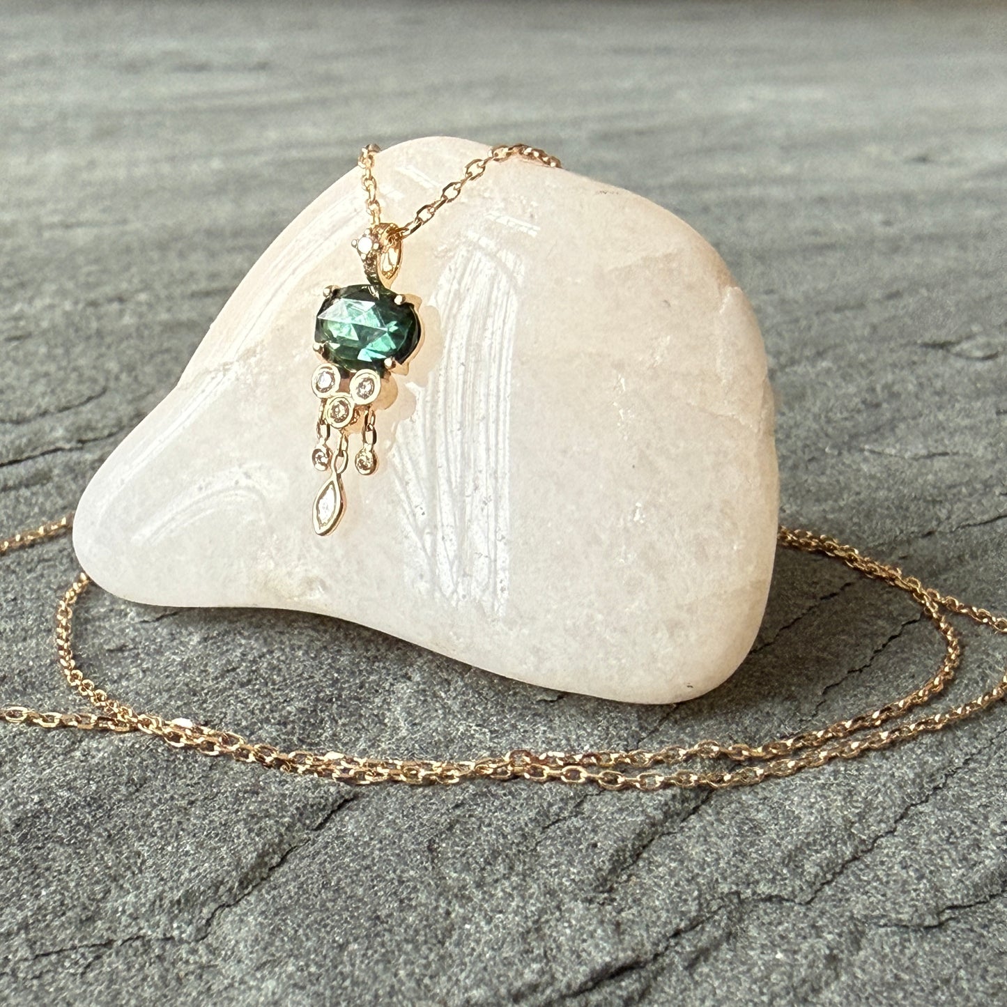Tourmaline and Diamonds Jellyfish Necklace