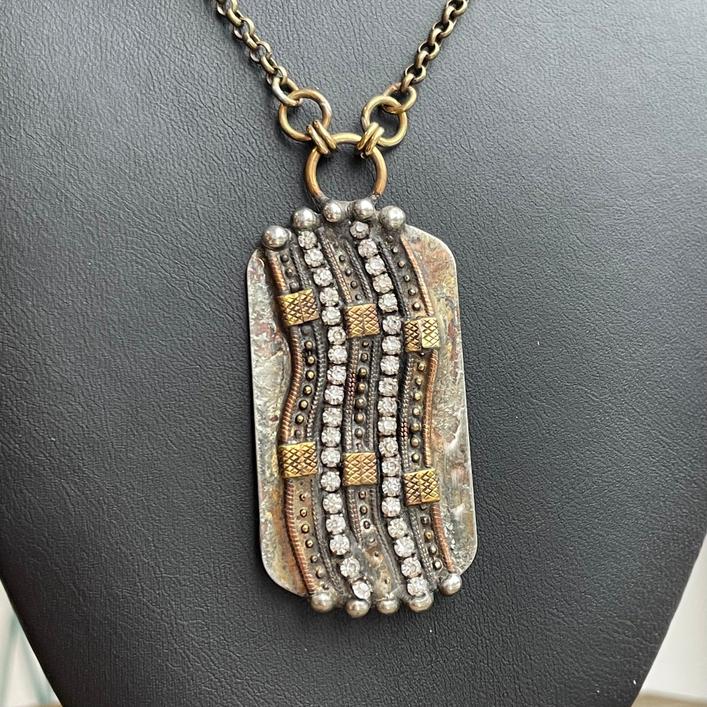 Brass Dog Tag shimmer crystals