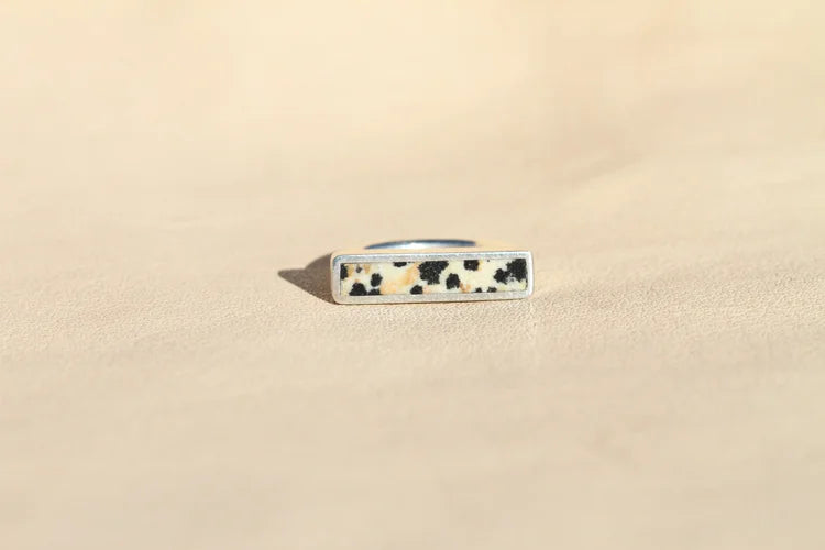 Dalmatian Jasper Stone Stacker Ring