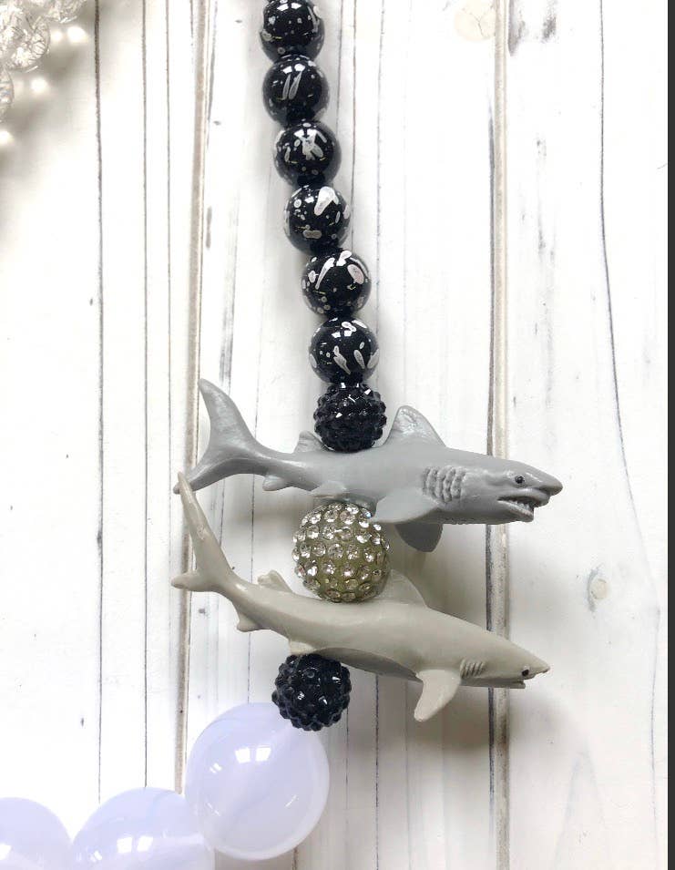 The Shark Necklace in Black Tie