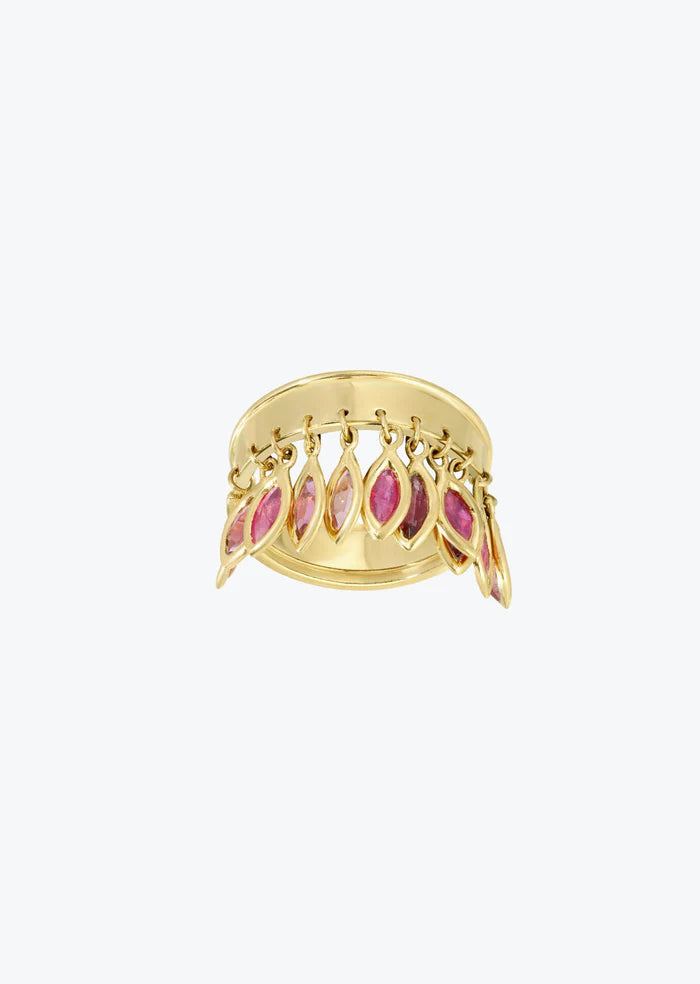 11:11 Dangle Ring in Raspberry 14K