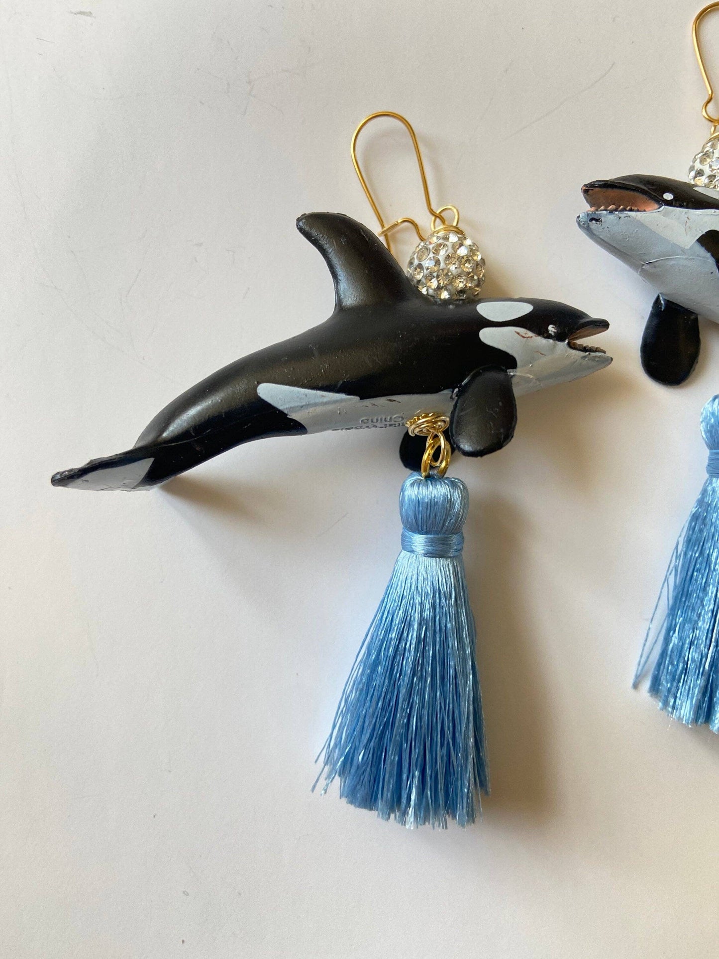 Orca Whale Tassel Earrings