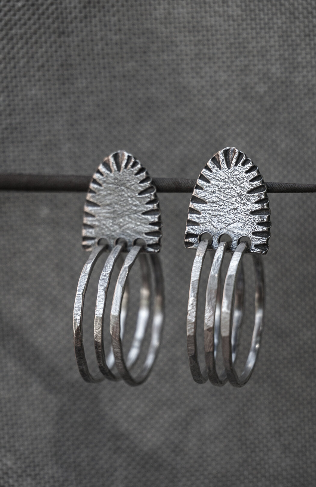 Ridge Stud Earrings with Loops