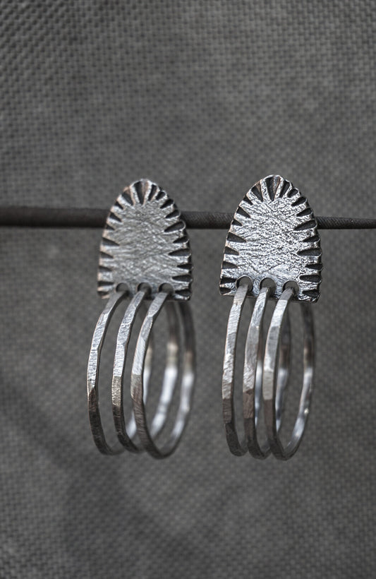 Ridge Stud Earrings with Loops