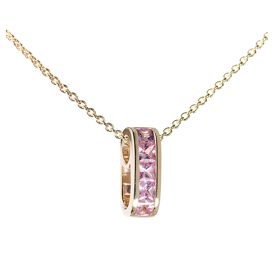 Mini Small Legend Pink Sapphire Baguette Link Necklace