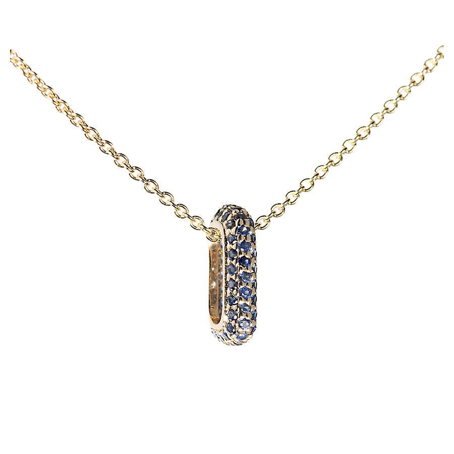 Mini Small Pavé Blue Sapphire Legend Link Necklace