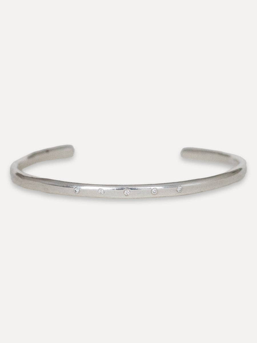 Organic Sterling Silver Diamond Cuff