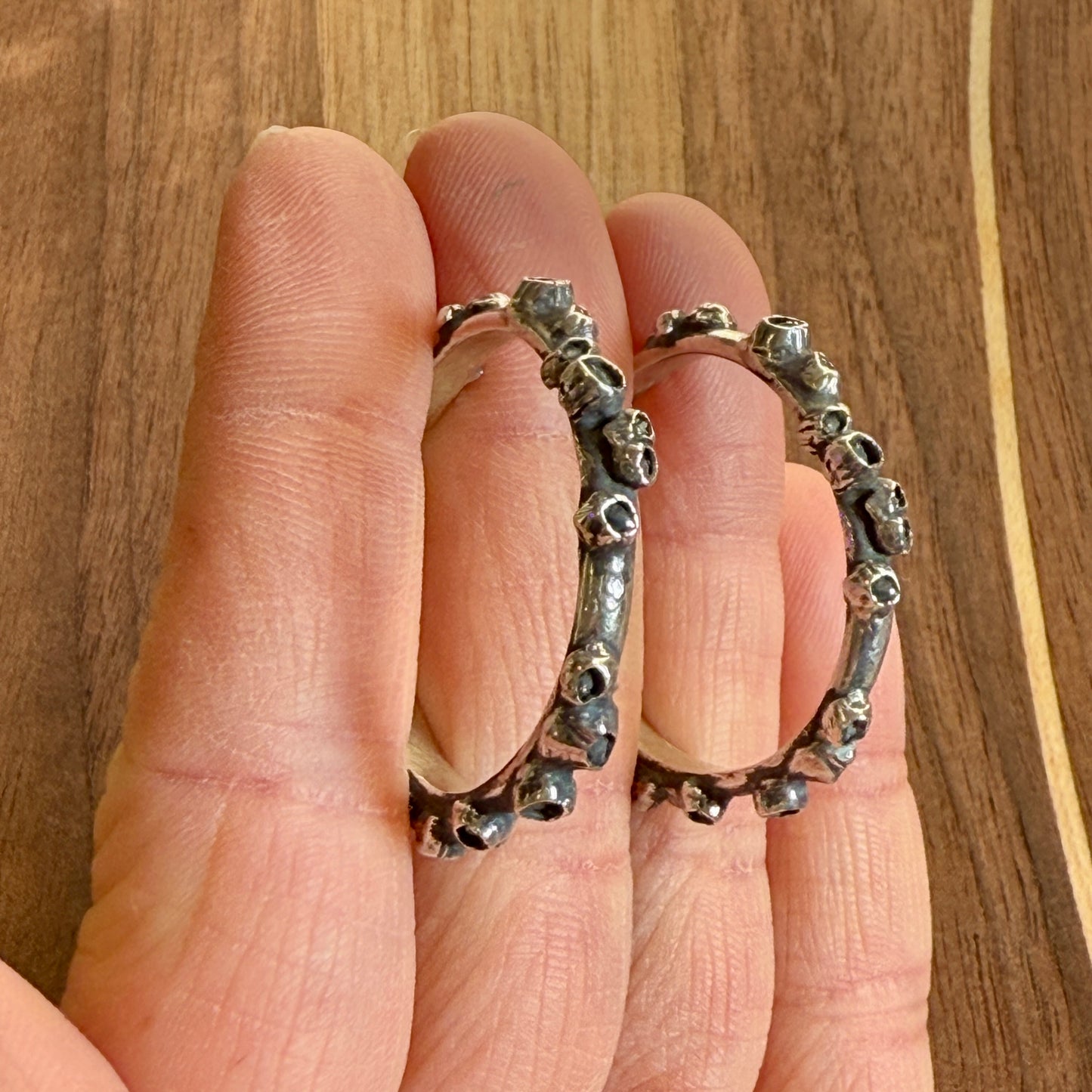Sterling Barnacle Hoop Earrings