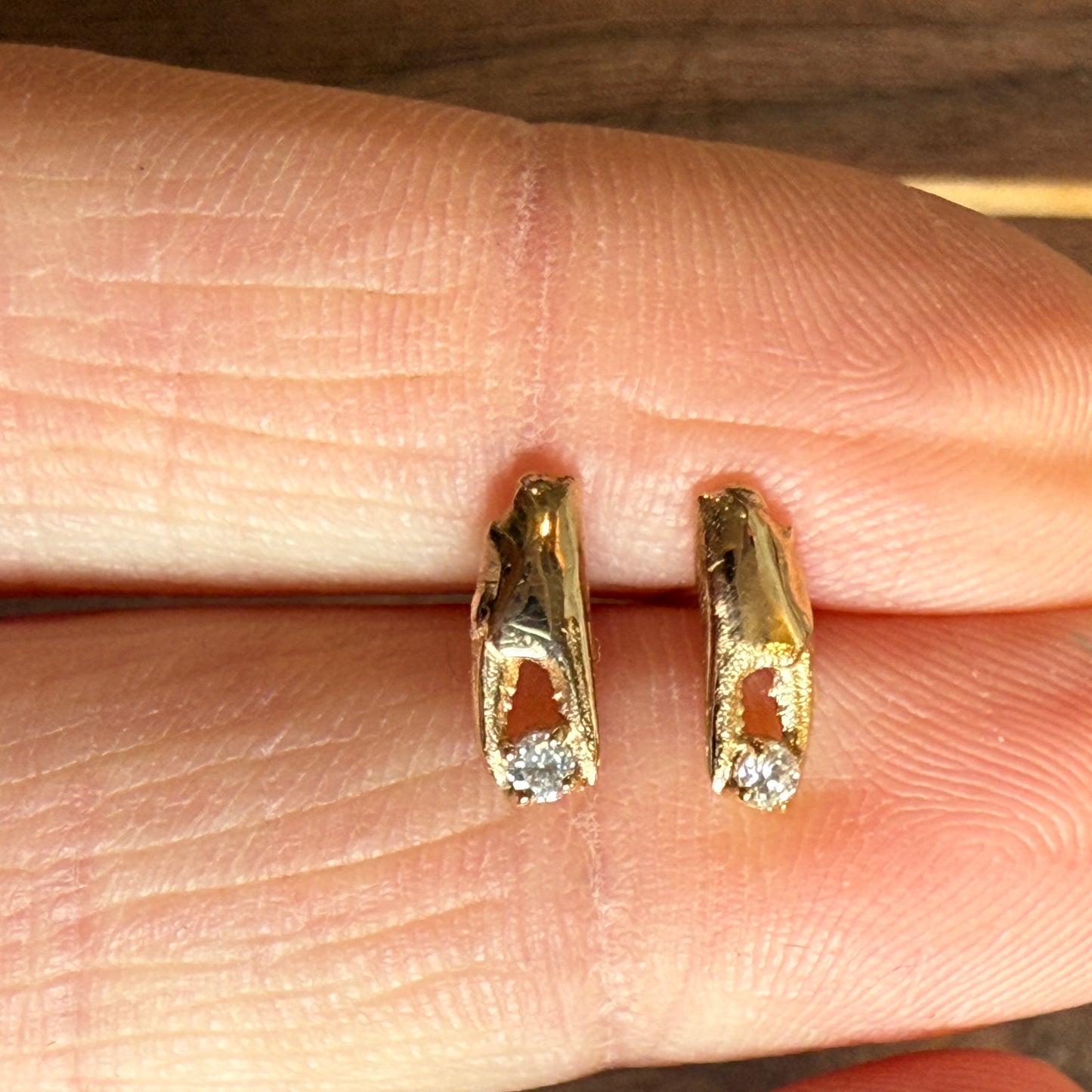 Gold Pincer Claw with Diamond Studs