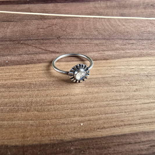 Labradorite Delicate Ridge Circle Ring
