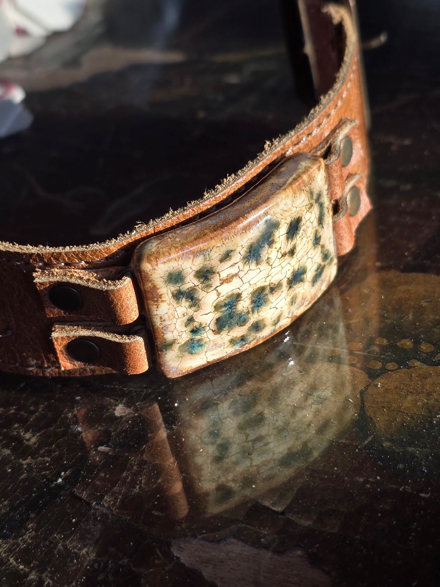 “Lil’ Buck” Leather and Ceramic Bracelet