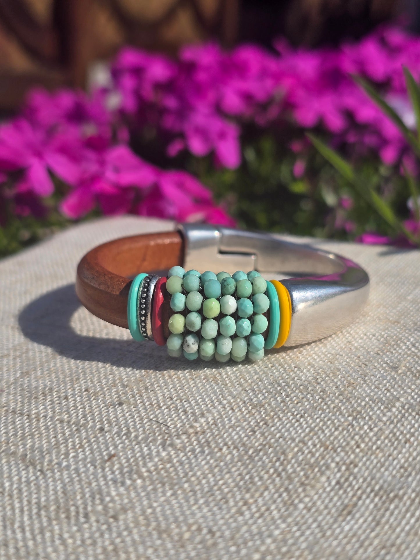 Hand Stitched Moss Opal Bracelet
