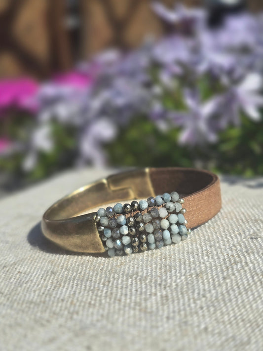 Hand Stitched Aqua Bracelet