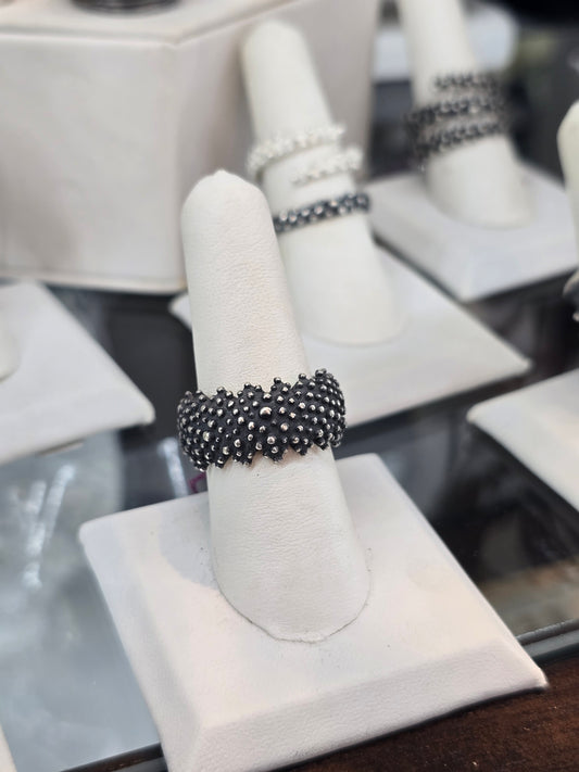 Jagged Oxidized Thick Ring Band