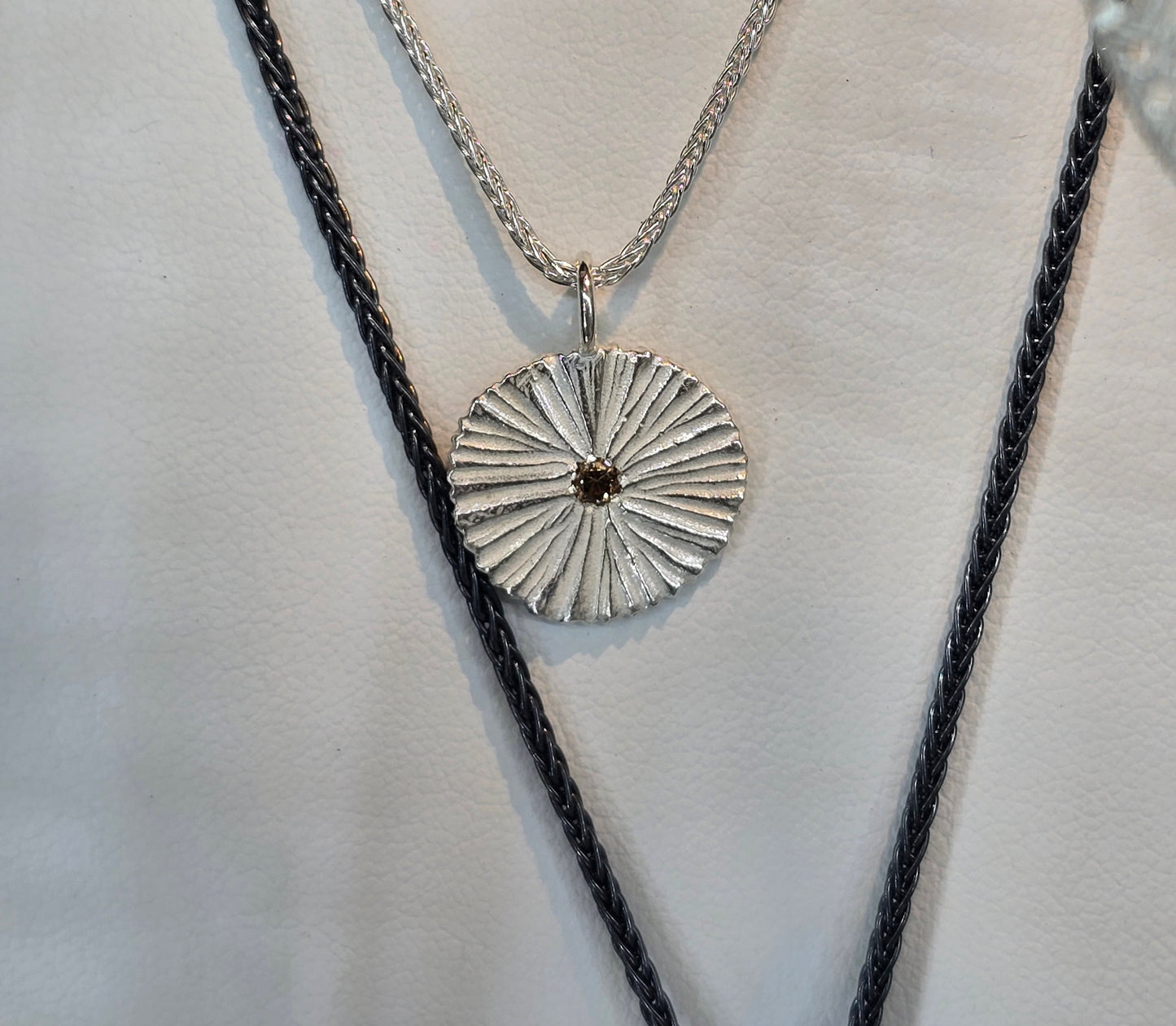 Sterling Circle Dig Chocolate Diamond Pendant