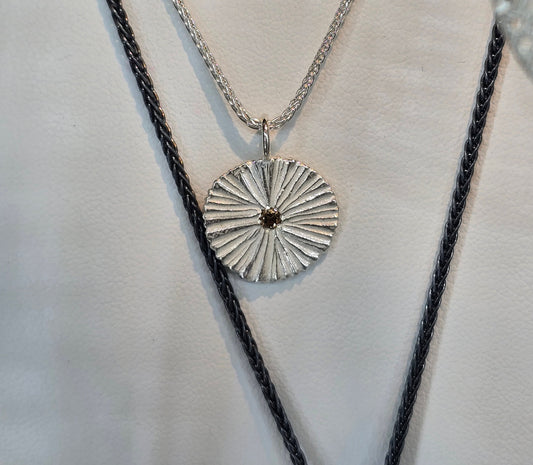 Sterling Circle Dig Chocolate Diamond Pendant