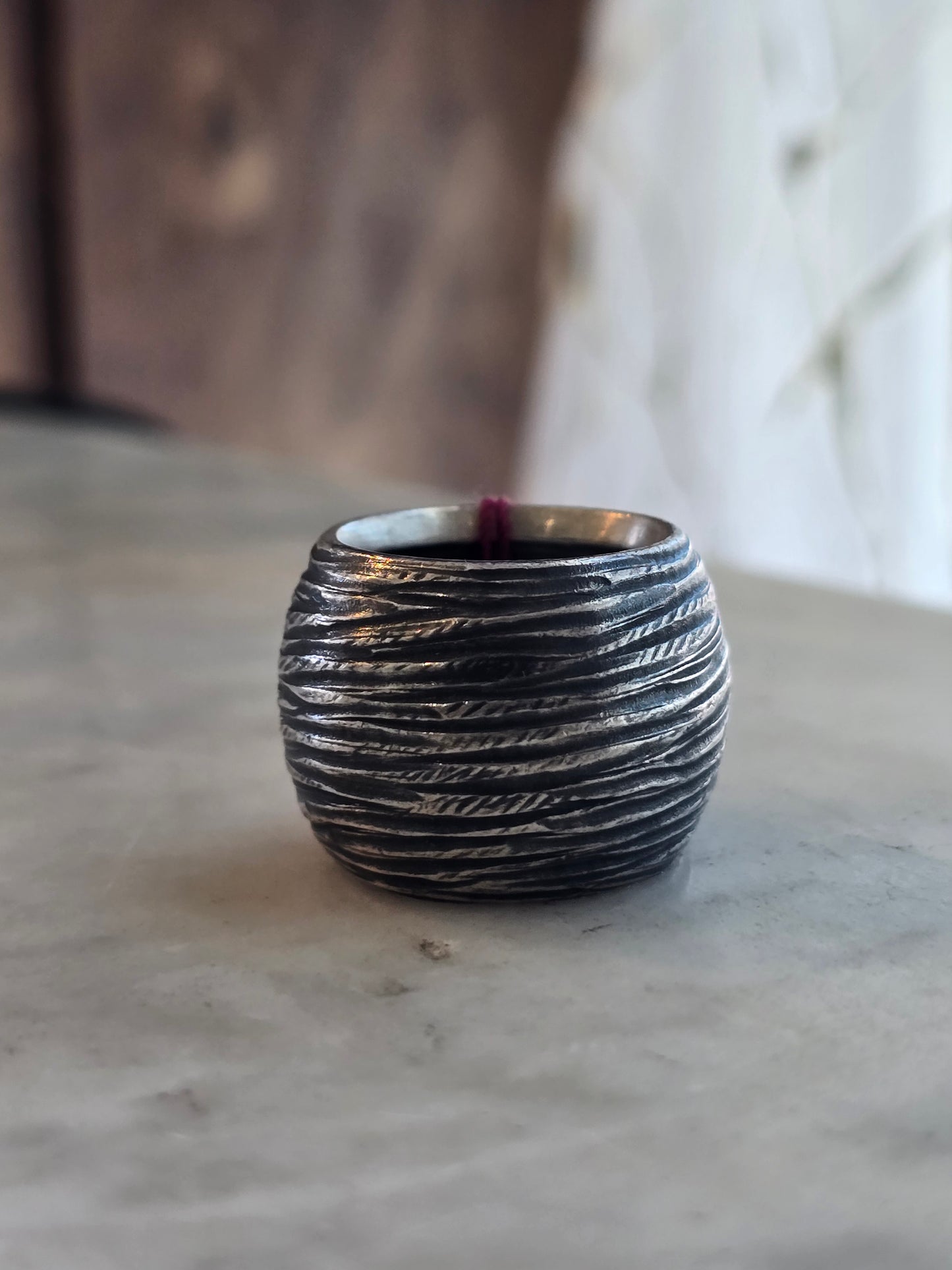 Oxidized Basket Ring Band