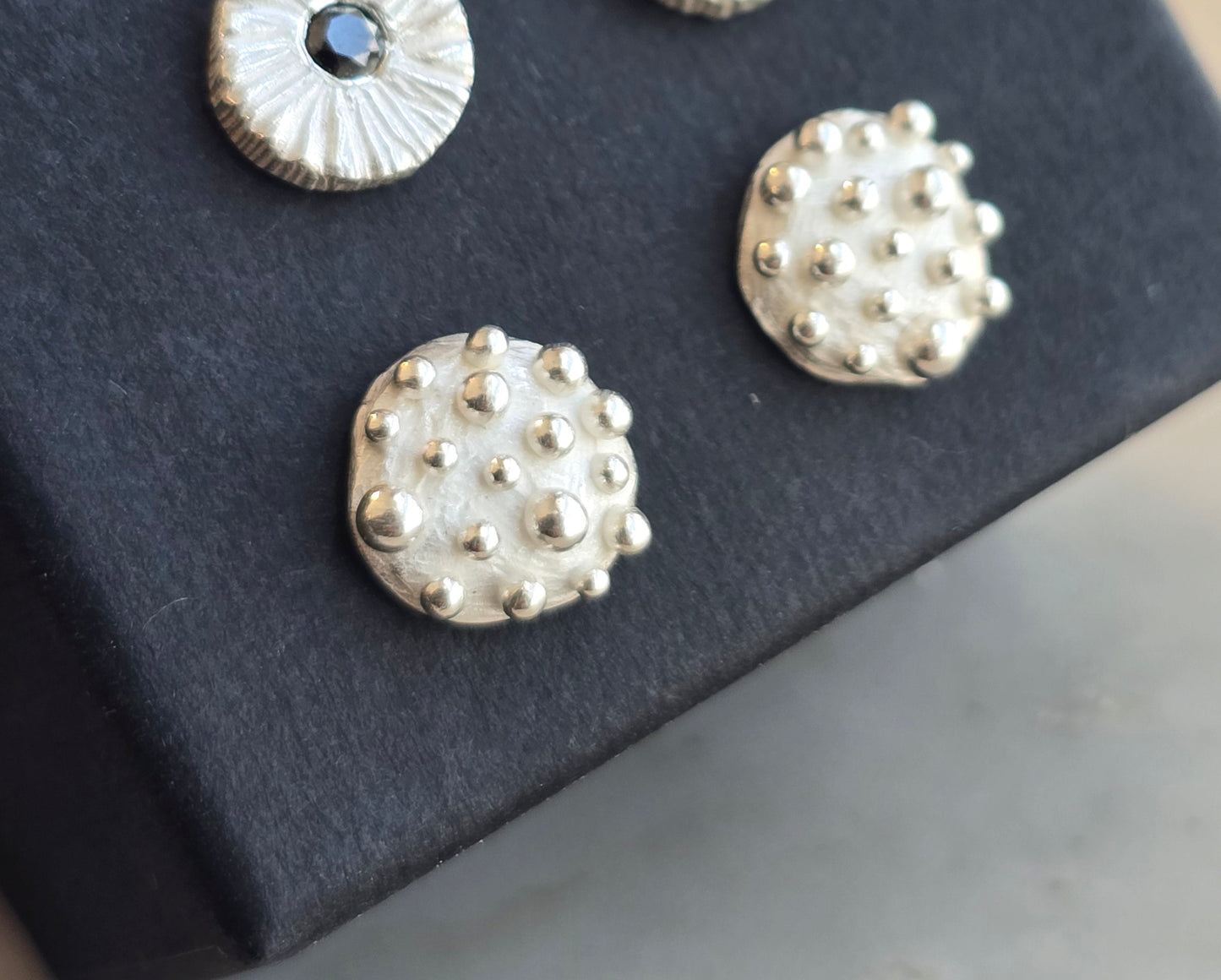 Polished Bumpy Circle Stud Earrings