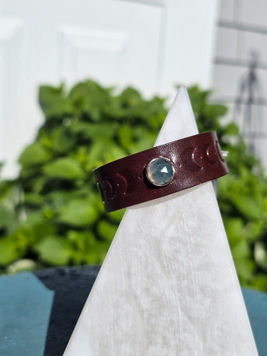 Buckle Bracelet w/ Moss Agate Gemstone