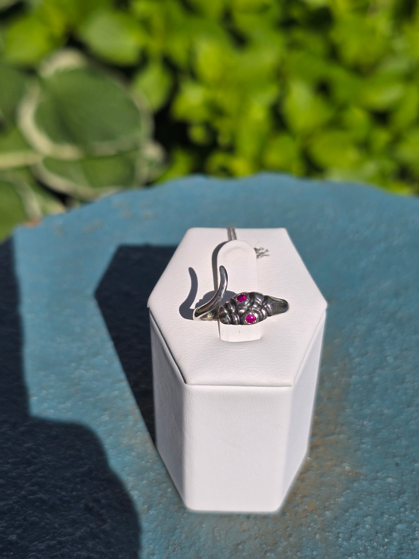 Sterling Silver Snake Ring w/ Ruby