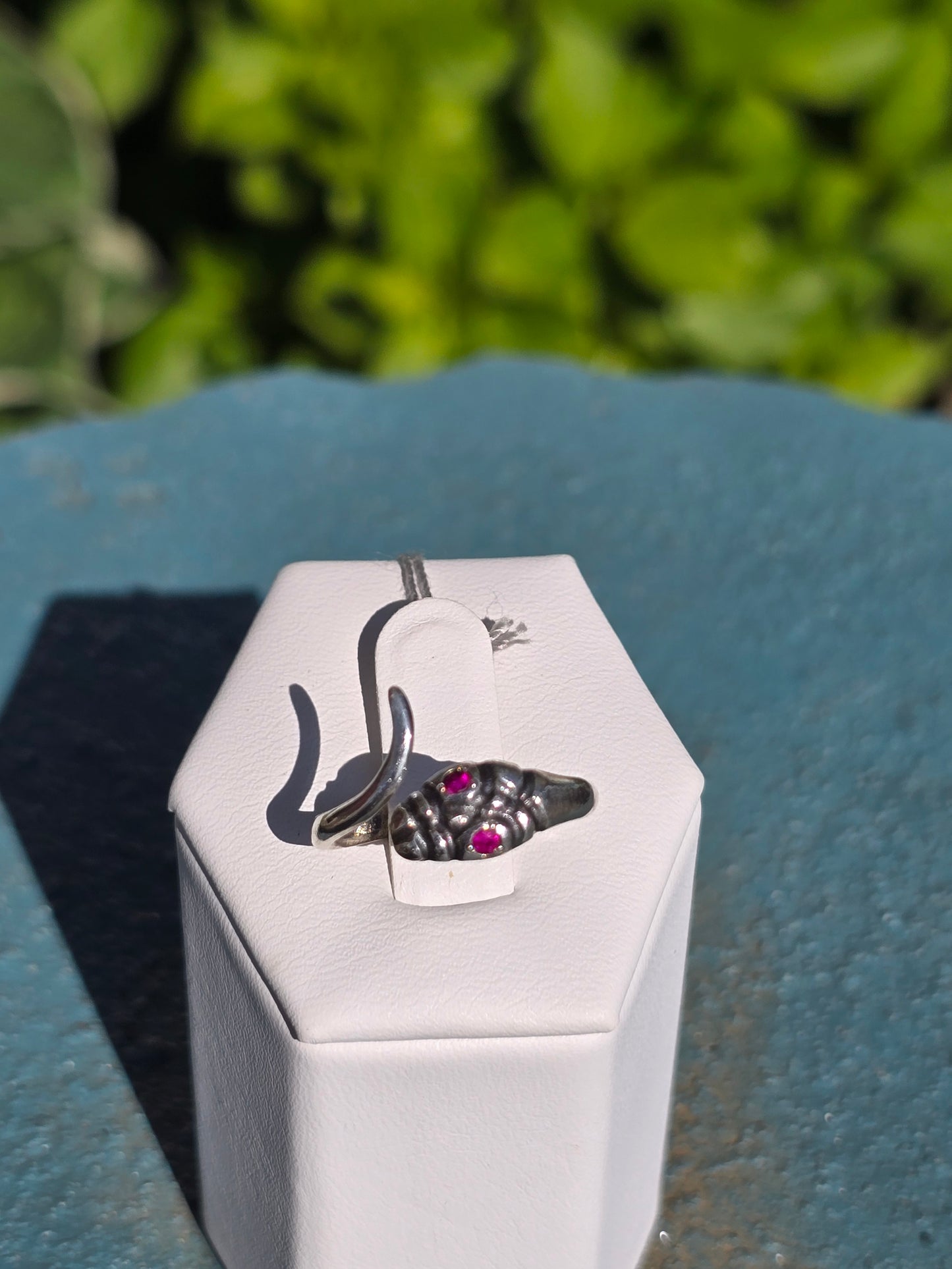 Sterling Silver Snake Ring w/ Ruby