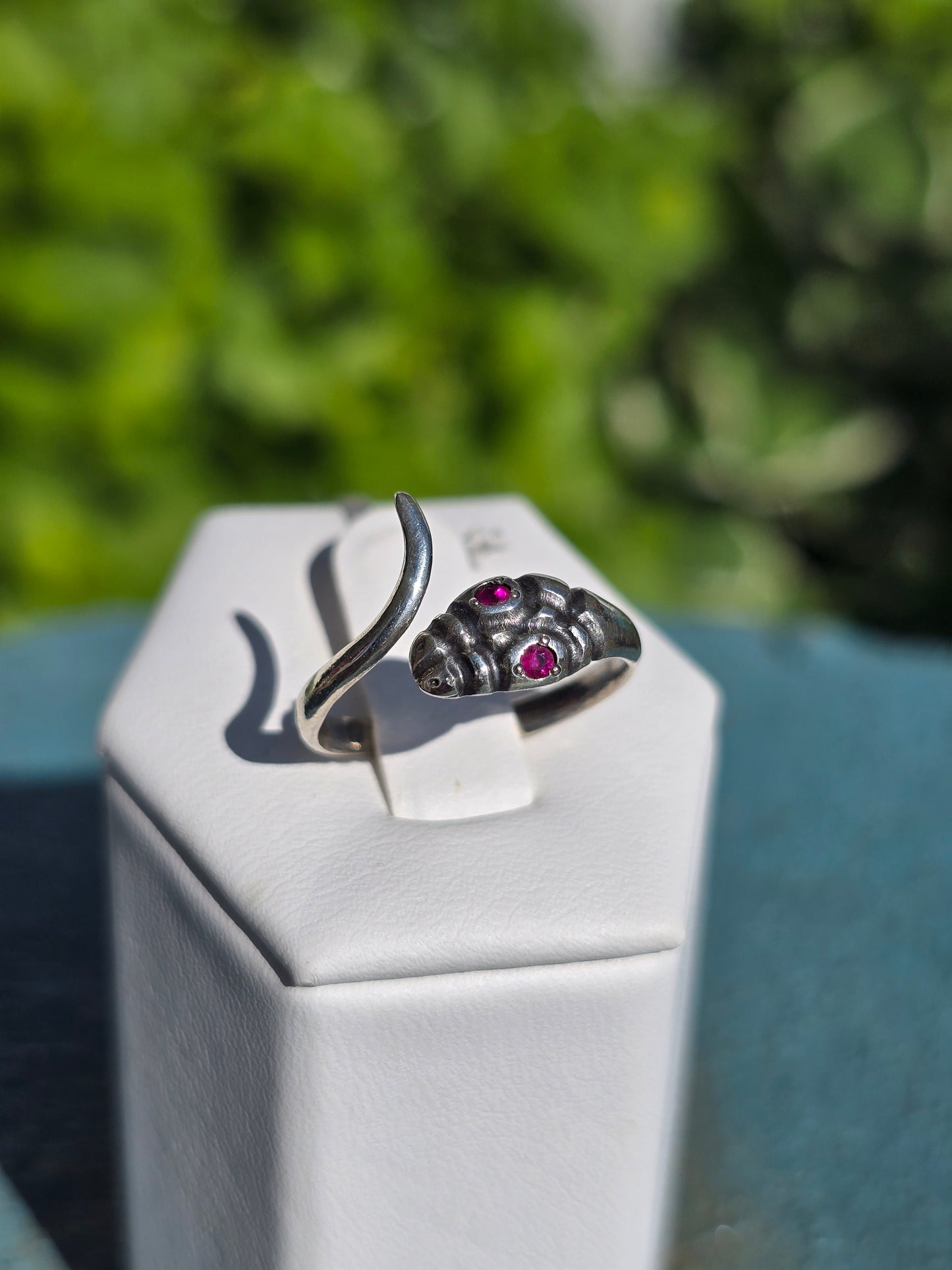 Sterling Silver Snake Ring w/ Ruby
