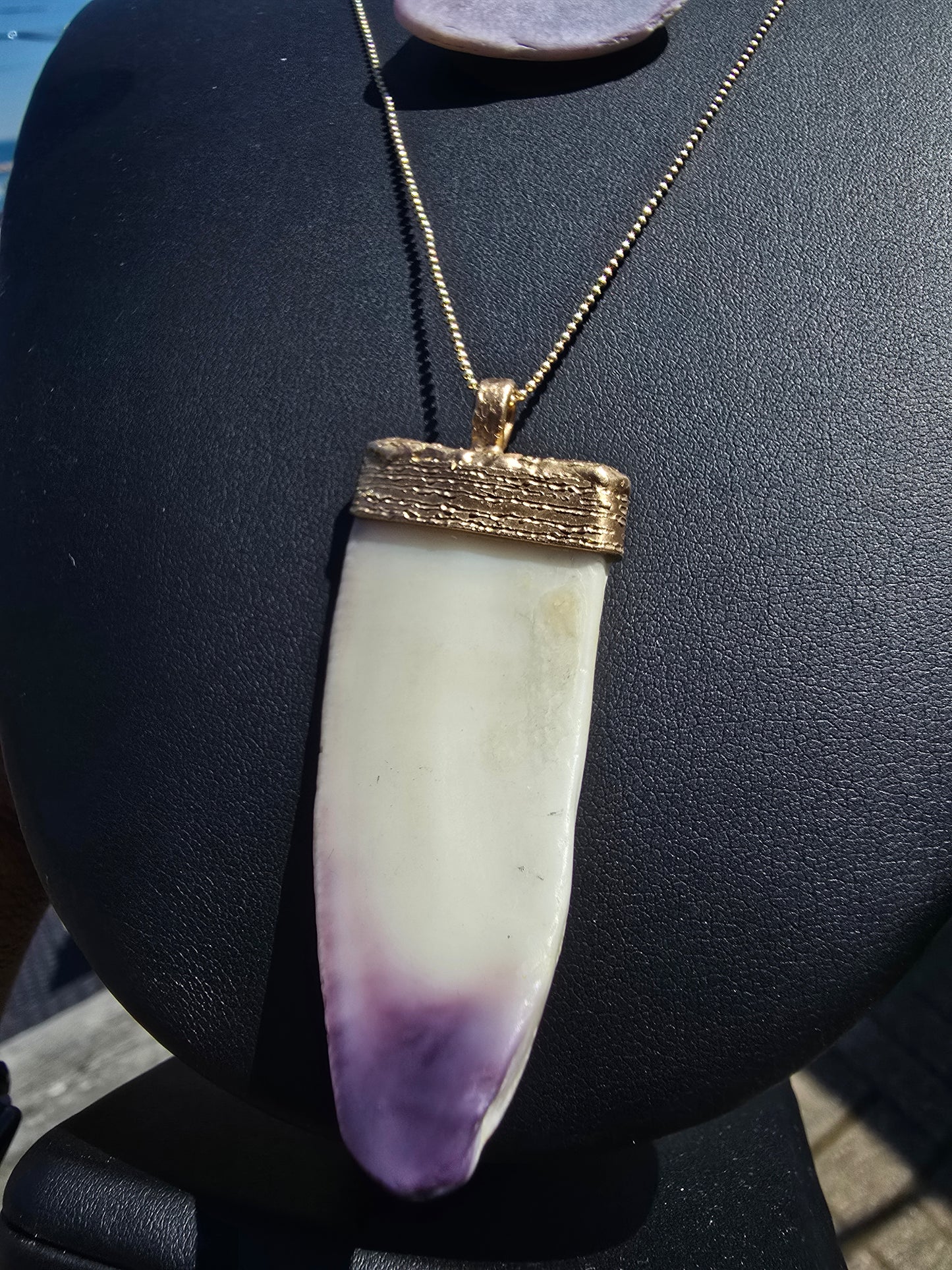 Gold Wampum Pendant Necklace 18K