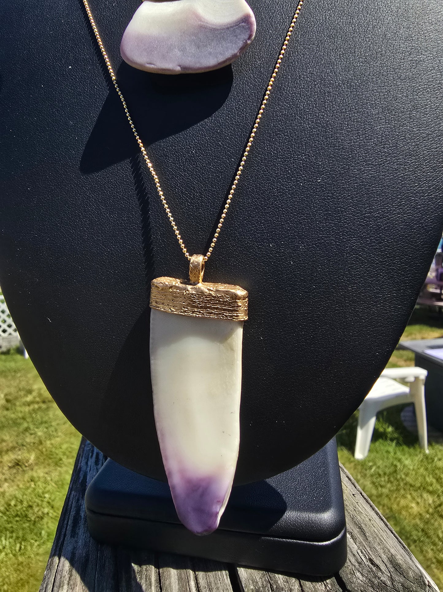Gold Wampum Pendant Necklace 18K