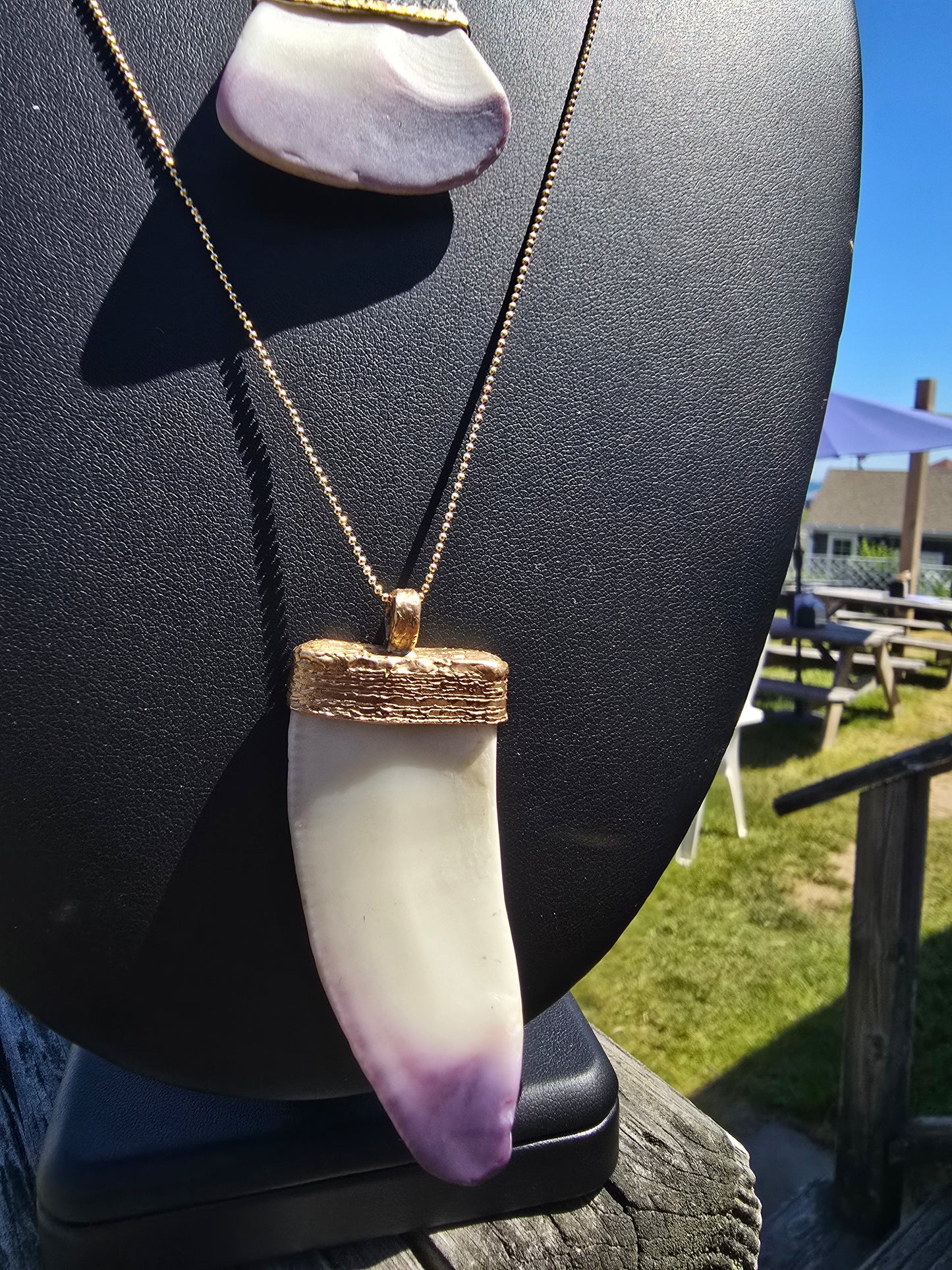 Gold Wampum Pendant Necklace 18K