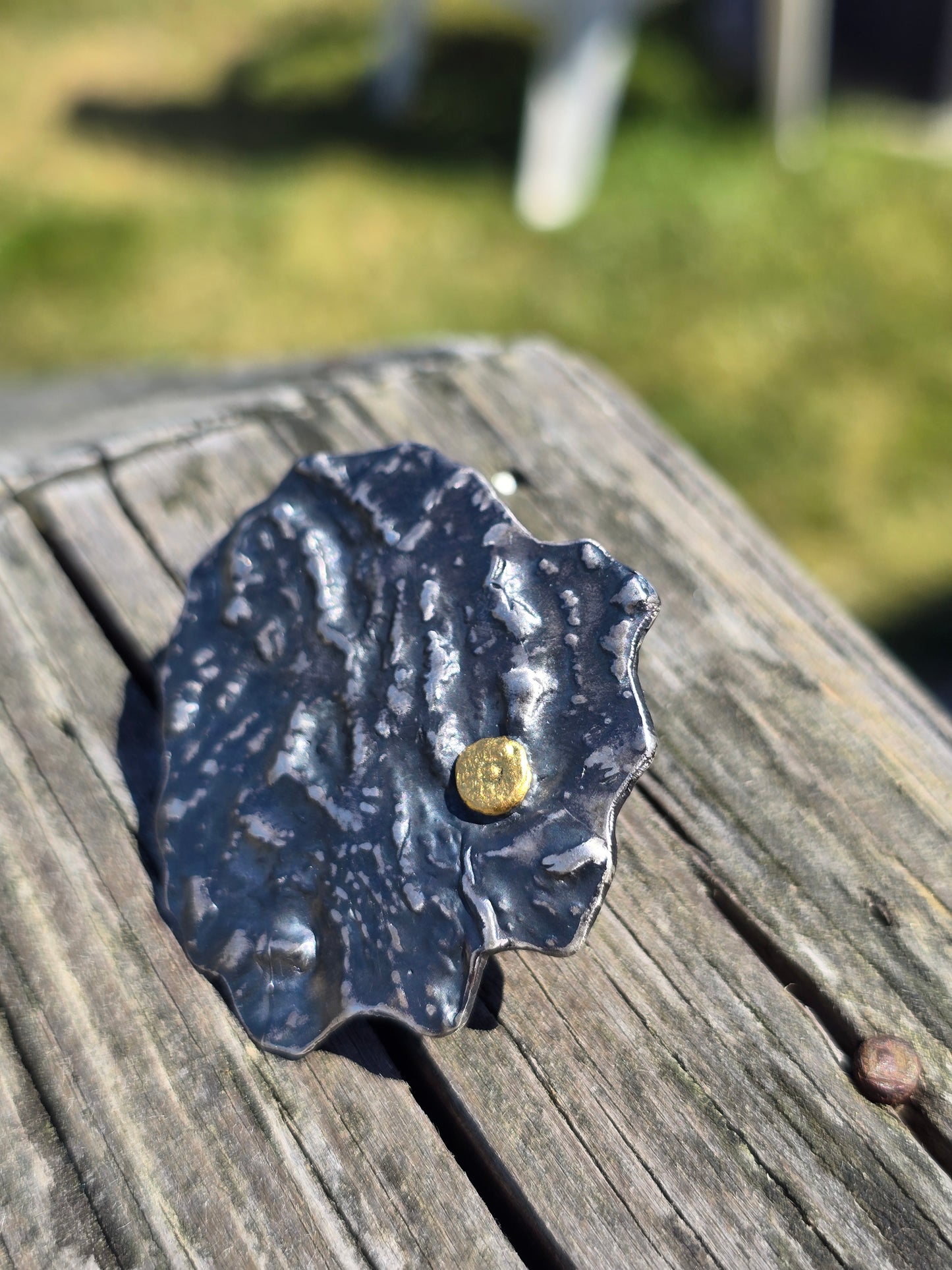 Dappled Sterling Ring with 18K