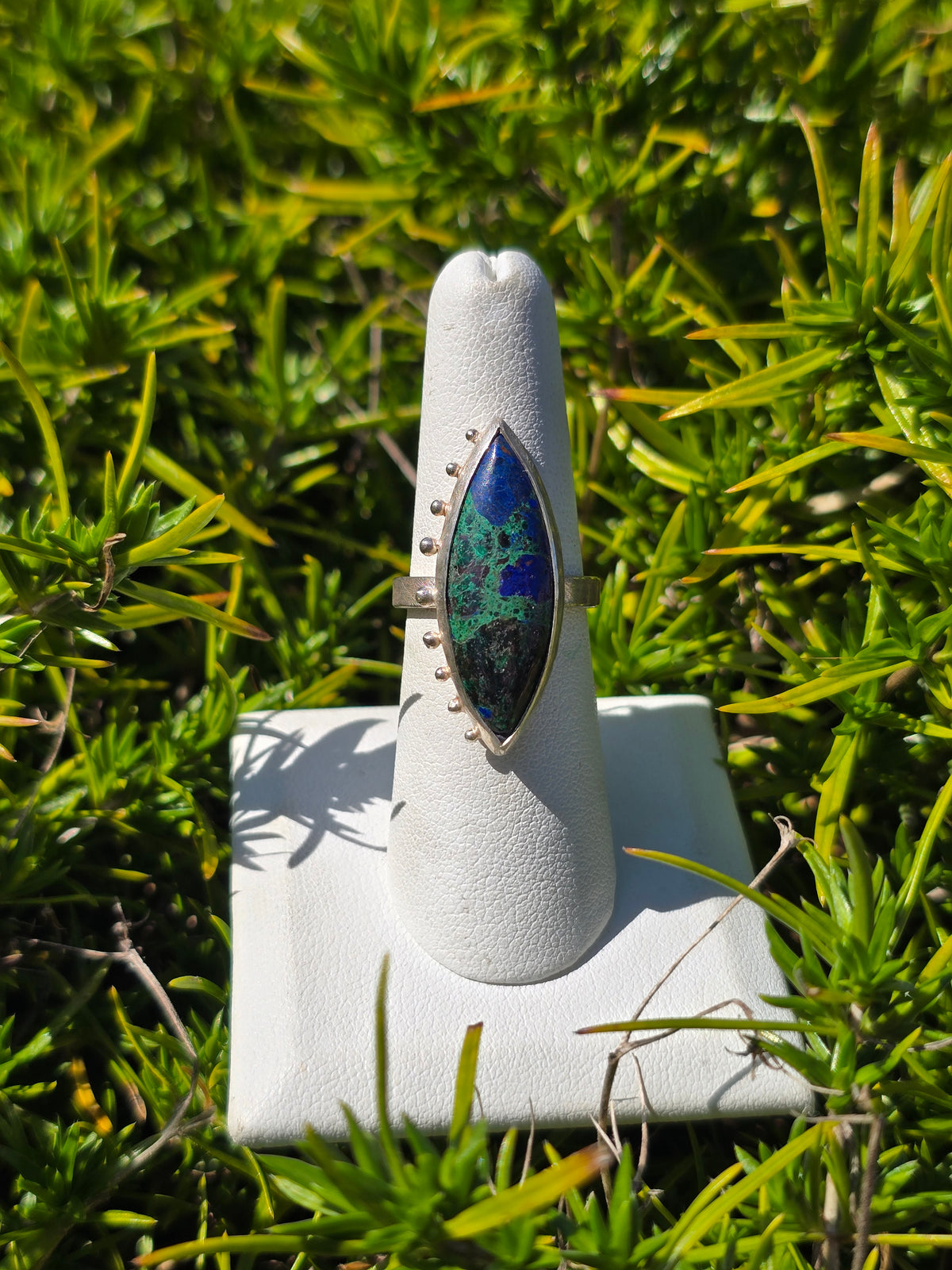 Azurite Malachite Marquise Ring