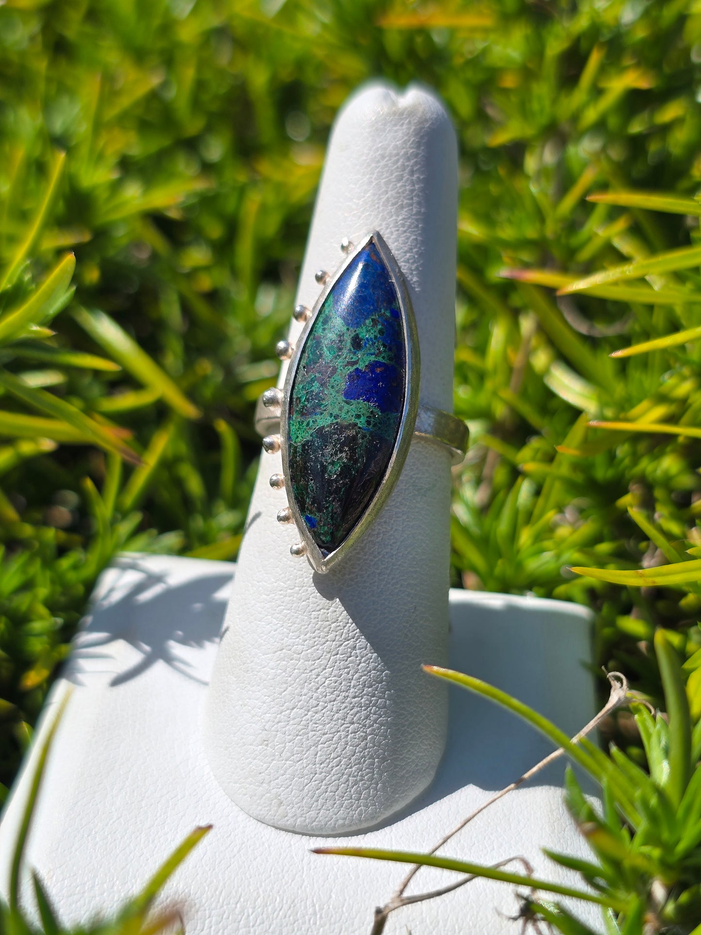 Azurite Malachite Marquise Ring