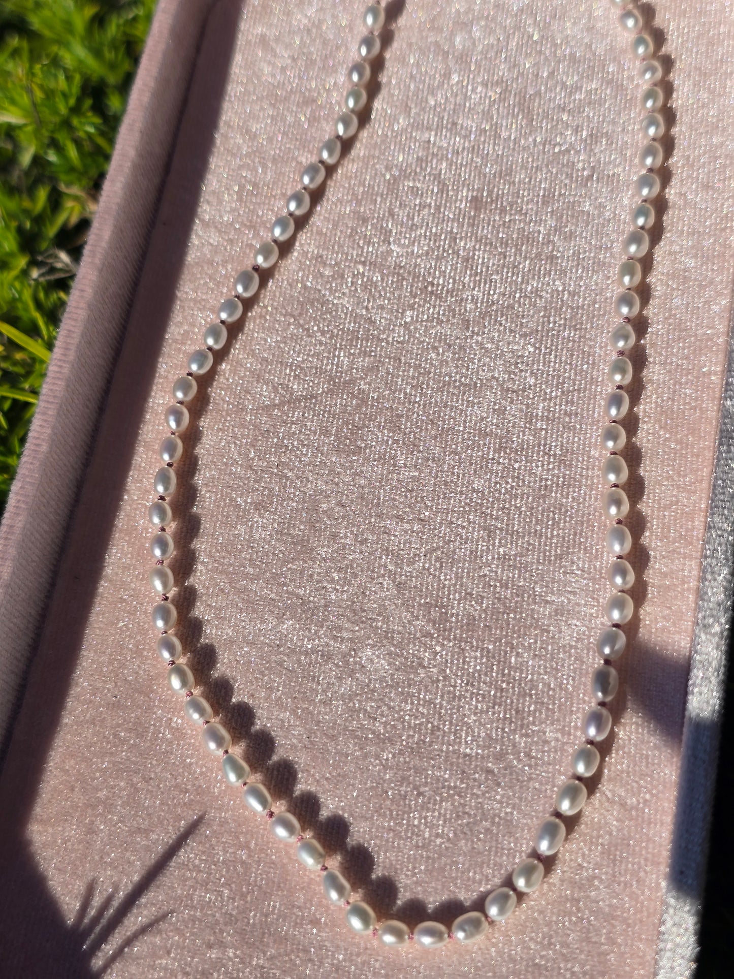 Oblong Pearl w/ Pink Silk