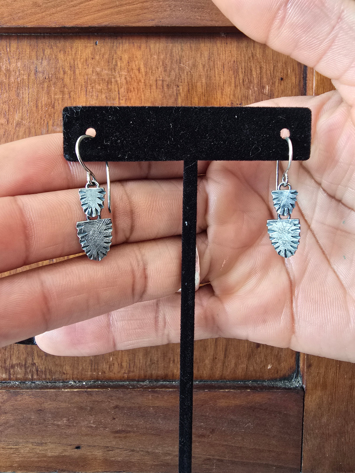 Double Half Oval Ridge Earrings