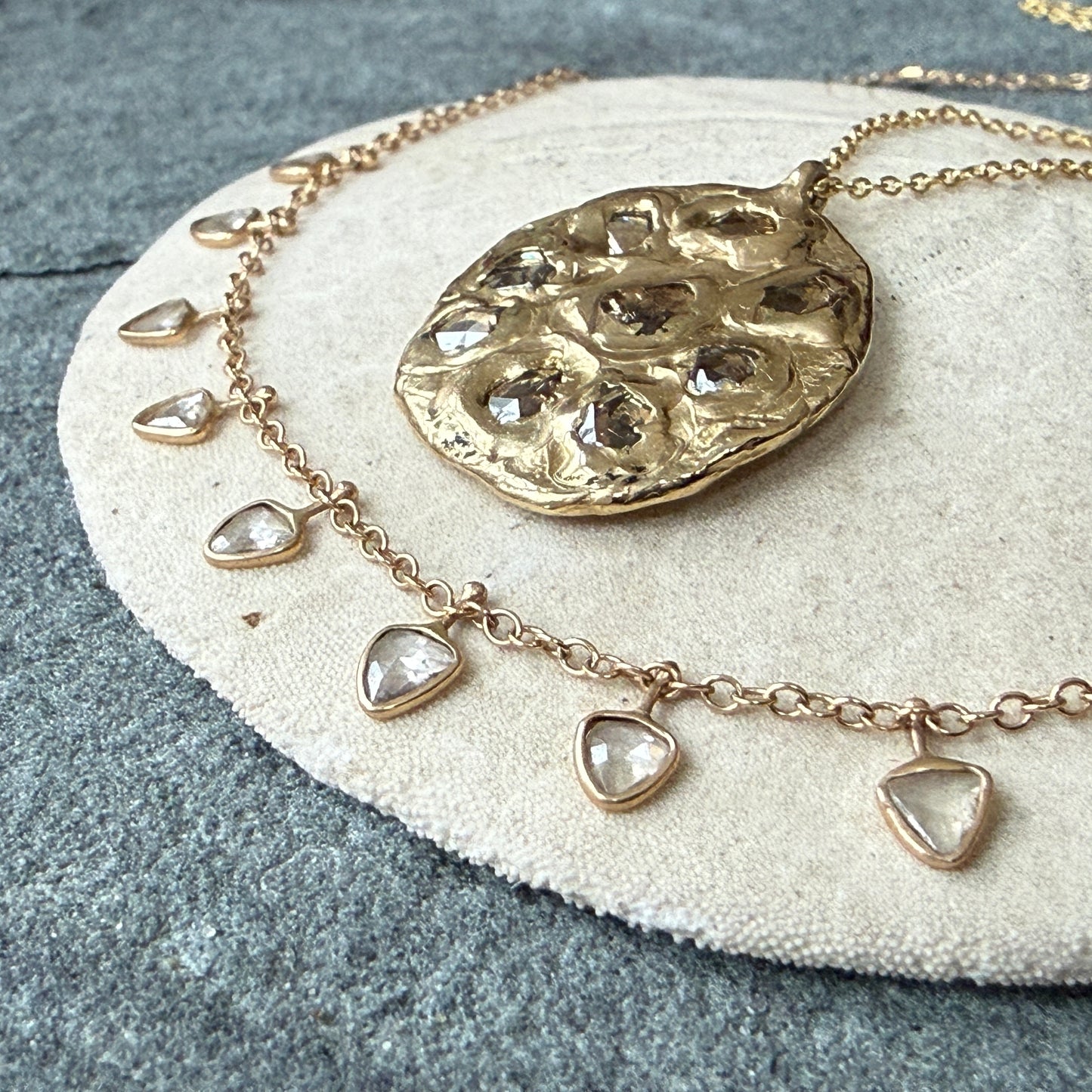 Multi Rosecut Diamond Slices Necklace